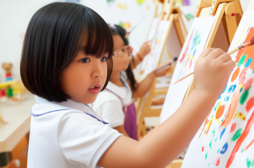 Kegiatan belajar PAUD dengan guru